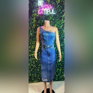 One-Shoulder Denim Dress